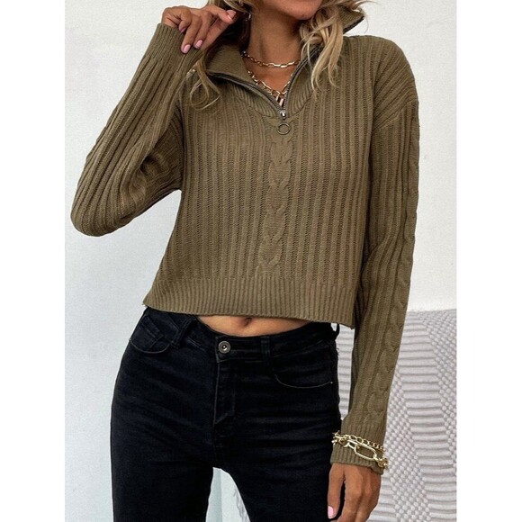 SHEIN Sweaters - SHEIN Drop Shoulder O-Ring Quarter Zip Sweater size M Fall Winter